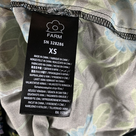 Farm Rio Womens Dress WInter Garden Mini Long Sleeves Black XS Dragon Fly Floral - Picture 7 of 11